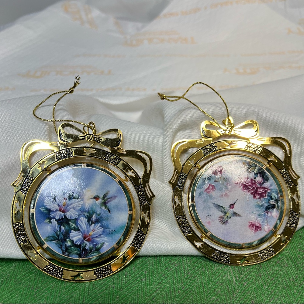 Lena Liu Elegant Gold and Blue Hummingbird Ornaments The Bradford Editions